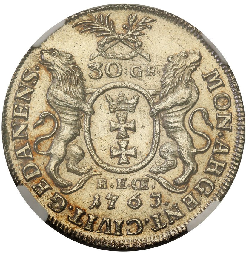 August III Sas. Złotówka 1763, Gdańsk NGC AU58